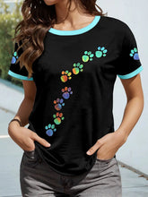 Frauen bunte T-Shirts mit Tier pfoten druck